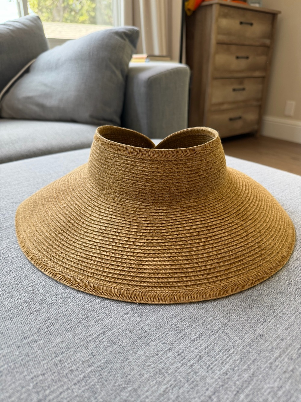 San Diego Hat Company Wide Brim Open-Top Straw Visor - Tan
